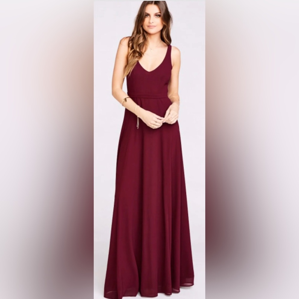 NWT Show Me Your MuMu Jenn Maxi Dress in Merlot Chiffon - Size L